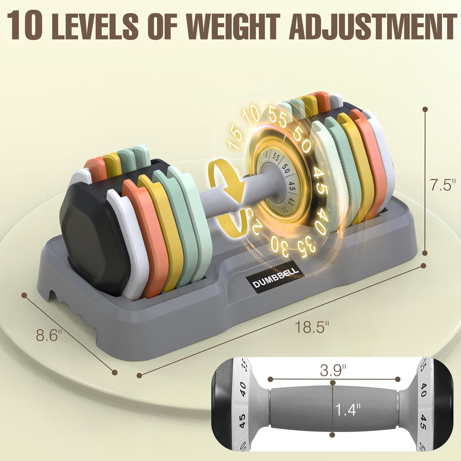 HYPATA 25/55 lbs Pair Adjustable Dumbbell Set, Adjust Dumbbell Weight for Exercises Pair Dumbbells for Men and Women in Home