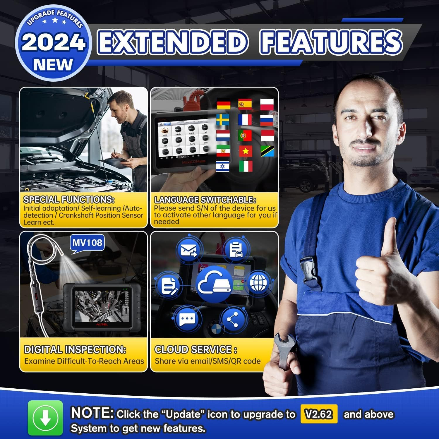 Autel MaxiCheck MX808S Android 11 Scanner [EU Version 2024], Like MaxiCOM MK808S/MK808Z, Newer Model of MK808/MX808, Fully Bi-Directional, 28+ Service, OE All System Scan, ABS/SRS/EPB/BMS