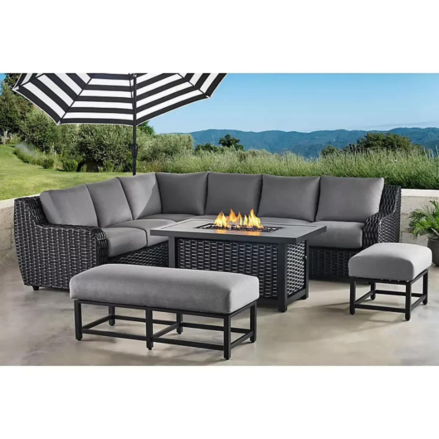 Athena 7-Piece Sectional with Firepit