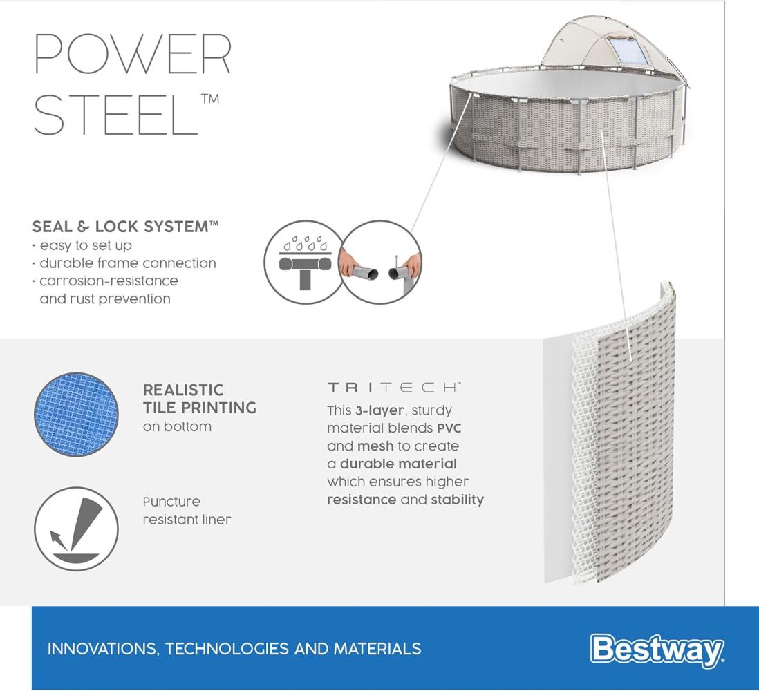 Bestway Power Steel Swimmingpool-Set mit Dach 396x107 cm