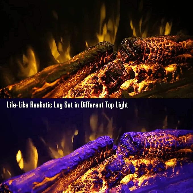 Masarflame 43'' Electric Fireplace Insert, Retro Recessed Fireplace Heater with Fire Cracking Sound, Remote Control & Timer, 750/1500W