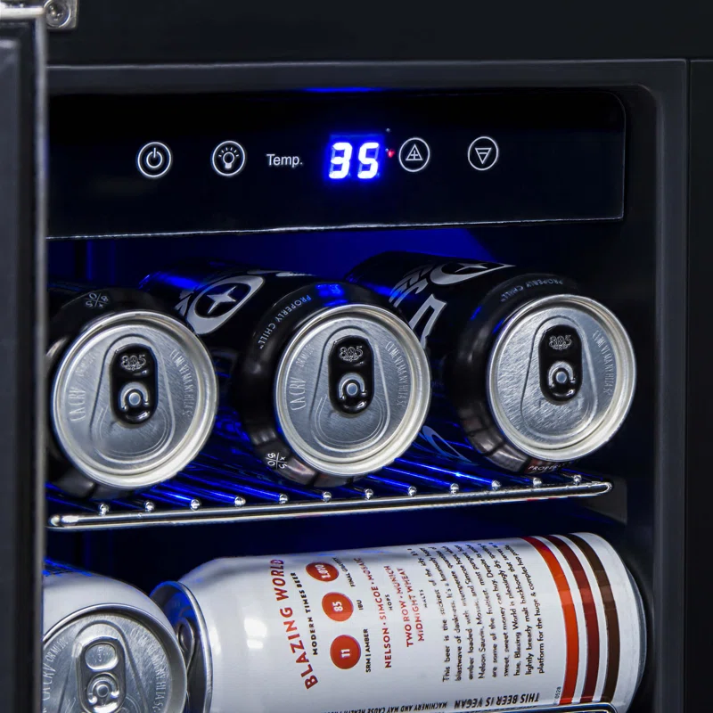 Newair 24” Built-in Dual Zone 18 Bottle and 58 Can Wine and Beverage Fridge in Stainless Steel