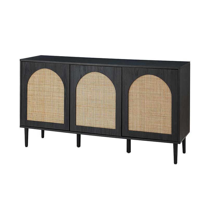 Posey 56 Wide Wood and Rattan Kacie Modern Sideboard