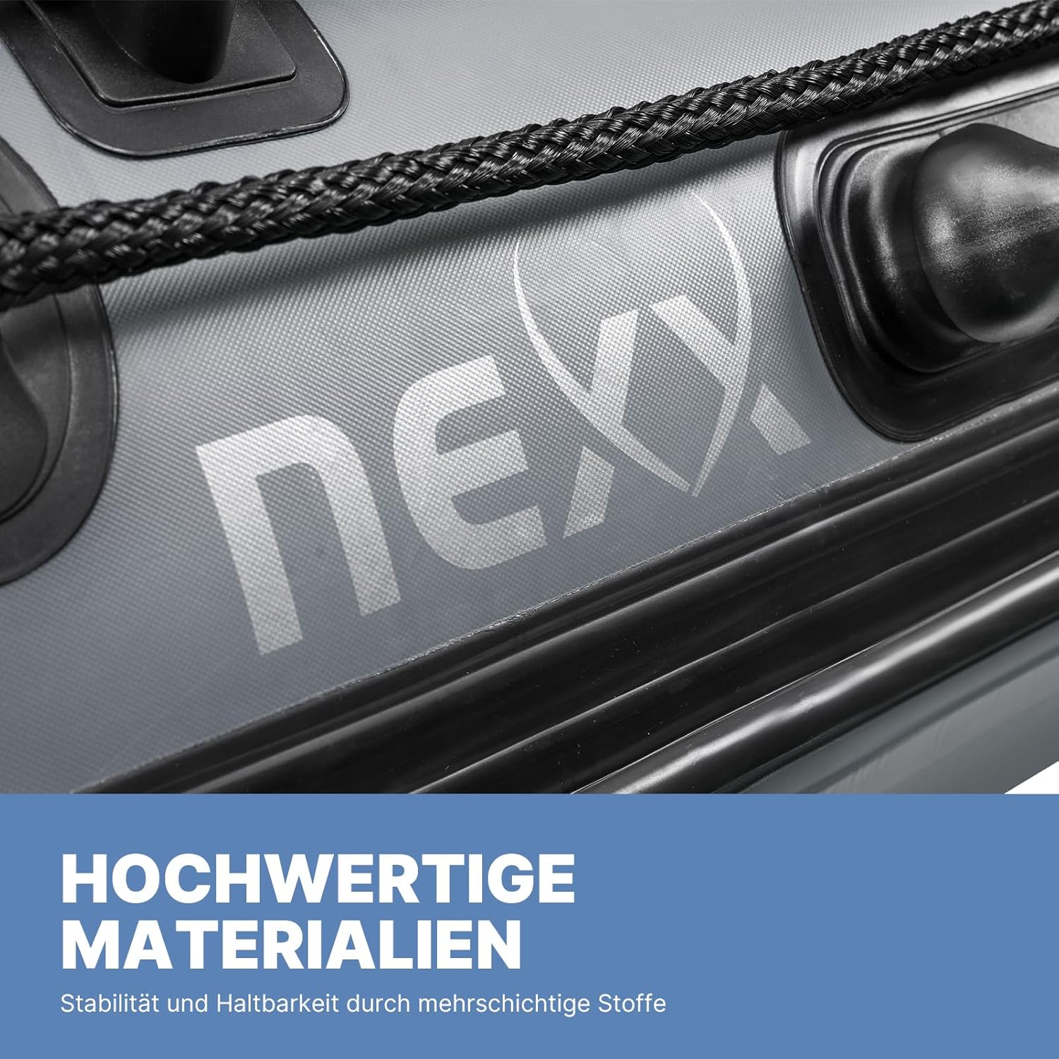 NEXX Professional Inflatable Boat 330 cm with Air Bottom with Carry Bag, 2 Paddles and Repair Kit Light Grey