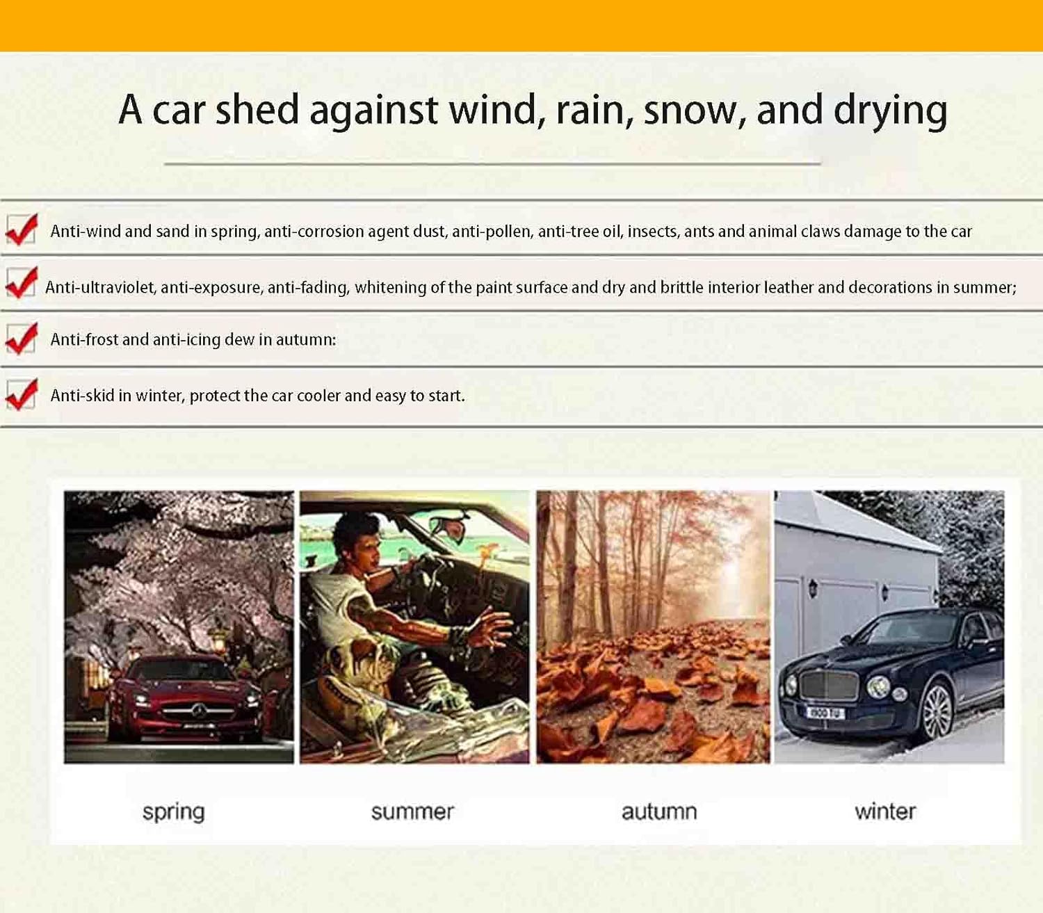 All Weather Proof Carport - Foldable & Retractable Car Shelter, Lockable, Durable