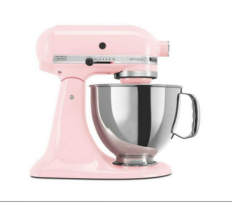 Artisan 5 Qt. 10-Speed Pink Stand Mixer with Flat Beater, 6-Wire Whip and Dough Hook Attachments