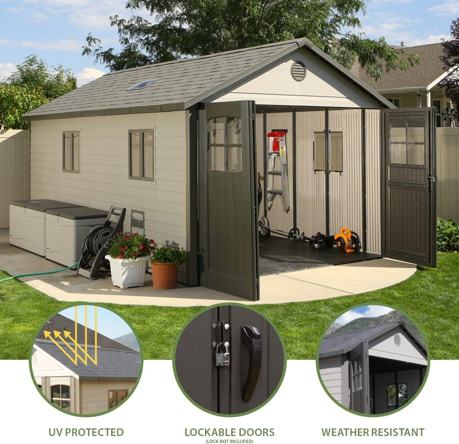 Lifespan 11 x 18.5 feet. Outdoor Storage Shed, 11 x 18.5, Desert Sand