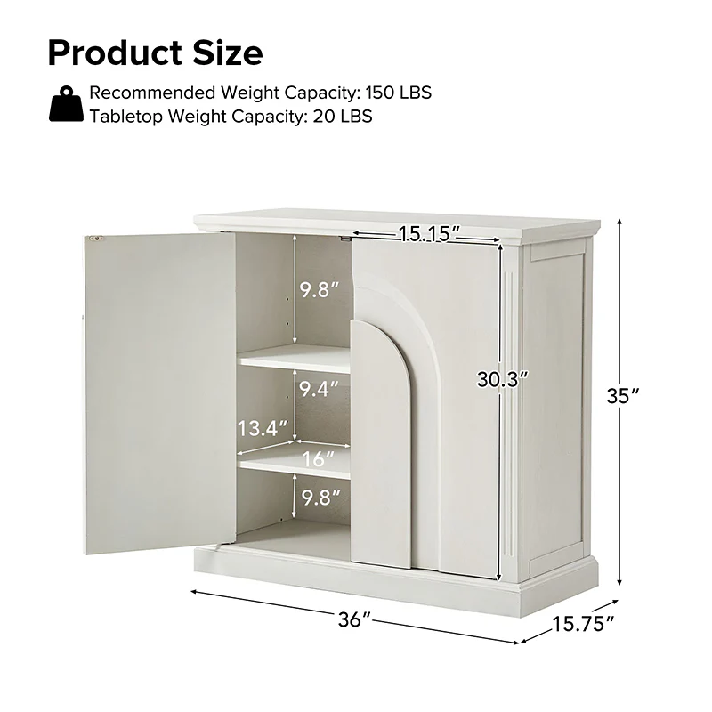 Lorenz 35 Tall 2 - Door Accent Cabinet With Adjustable Shelves
