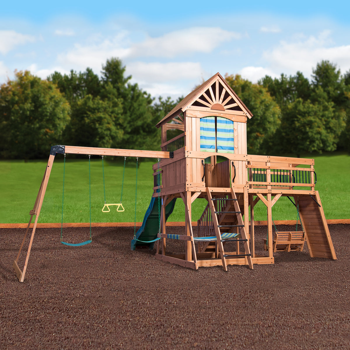 Caribbean Wooden Swing Set