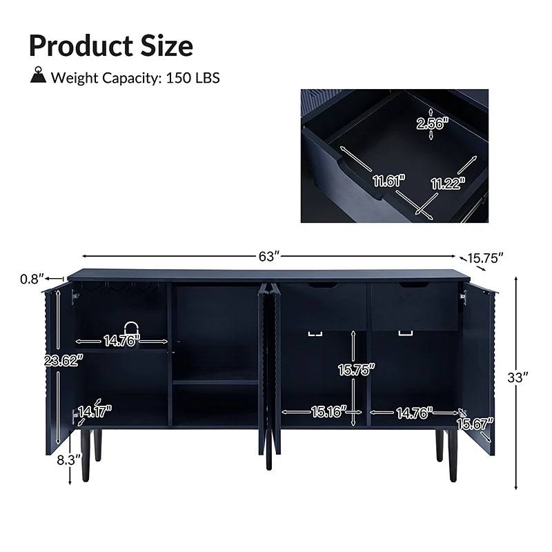 Lasse 63 Wide 4 Door Sideboard