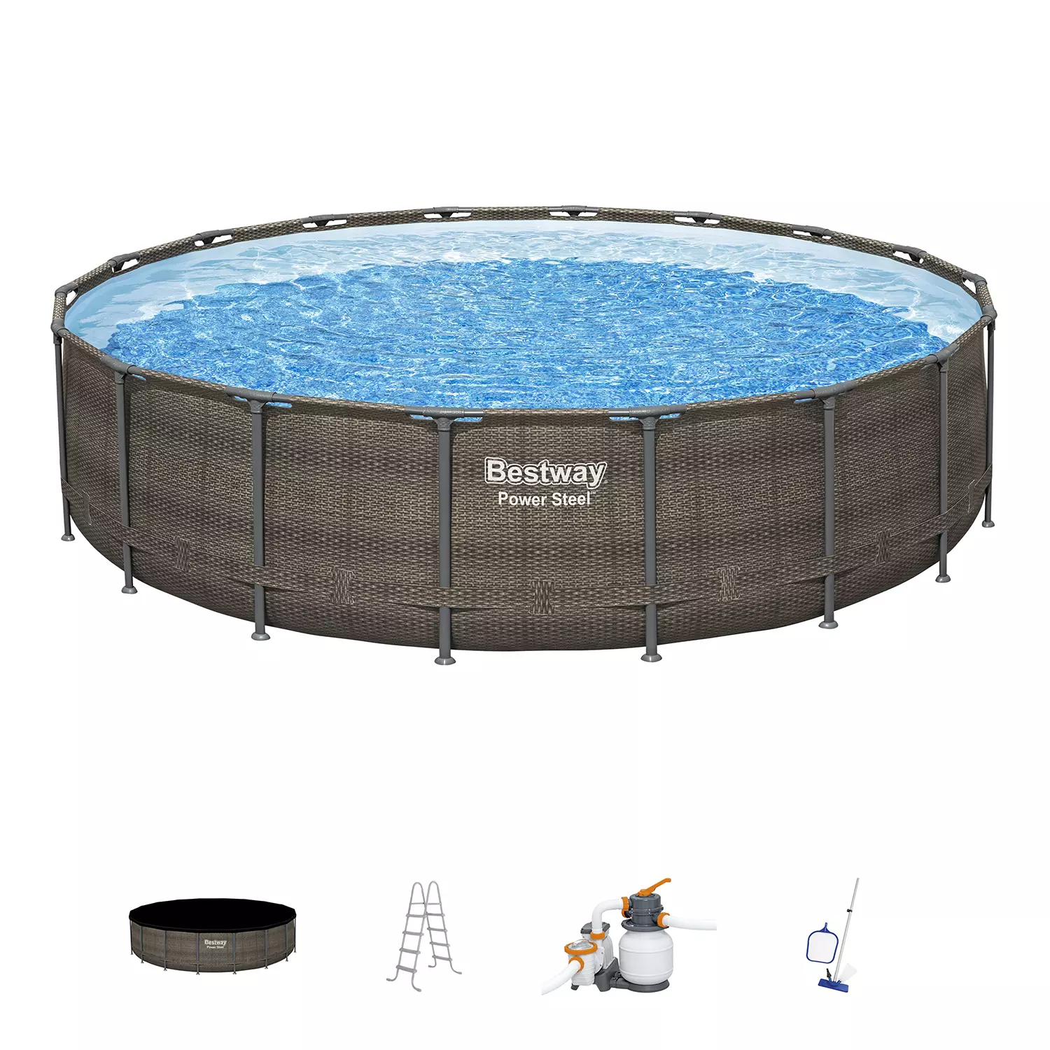Bestway Power Steel Round Above Ground Pool Set, 18’ x 48”