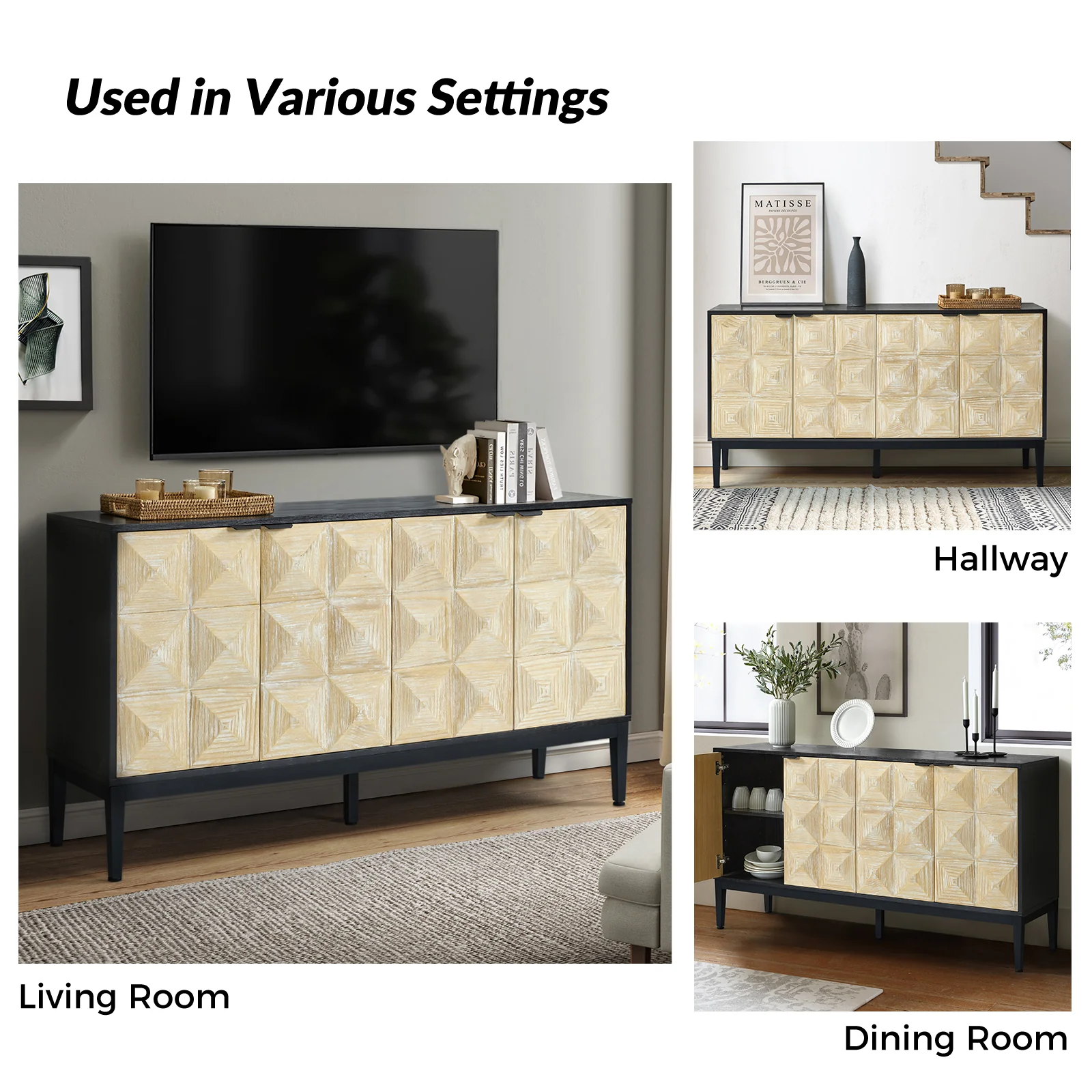 Kamu 60 Wide 4-Door Modern Style Sideboard