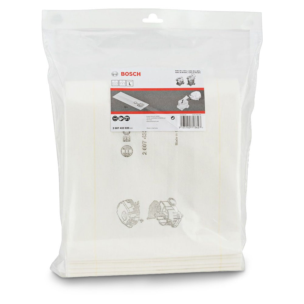 BOSCH 5pk Wet Vacuum Filter Bag 2607432039