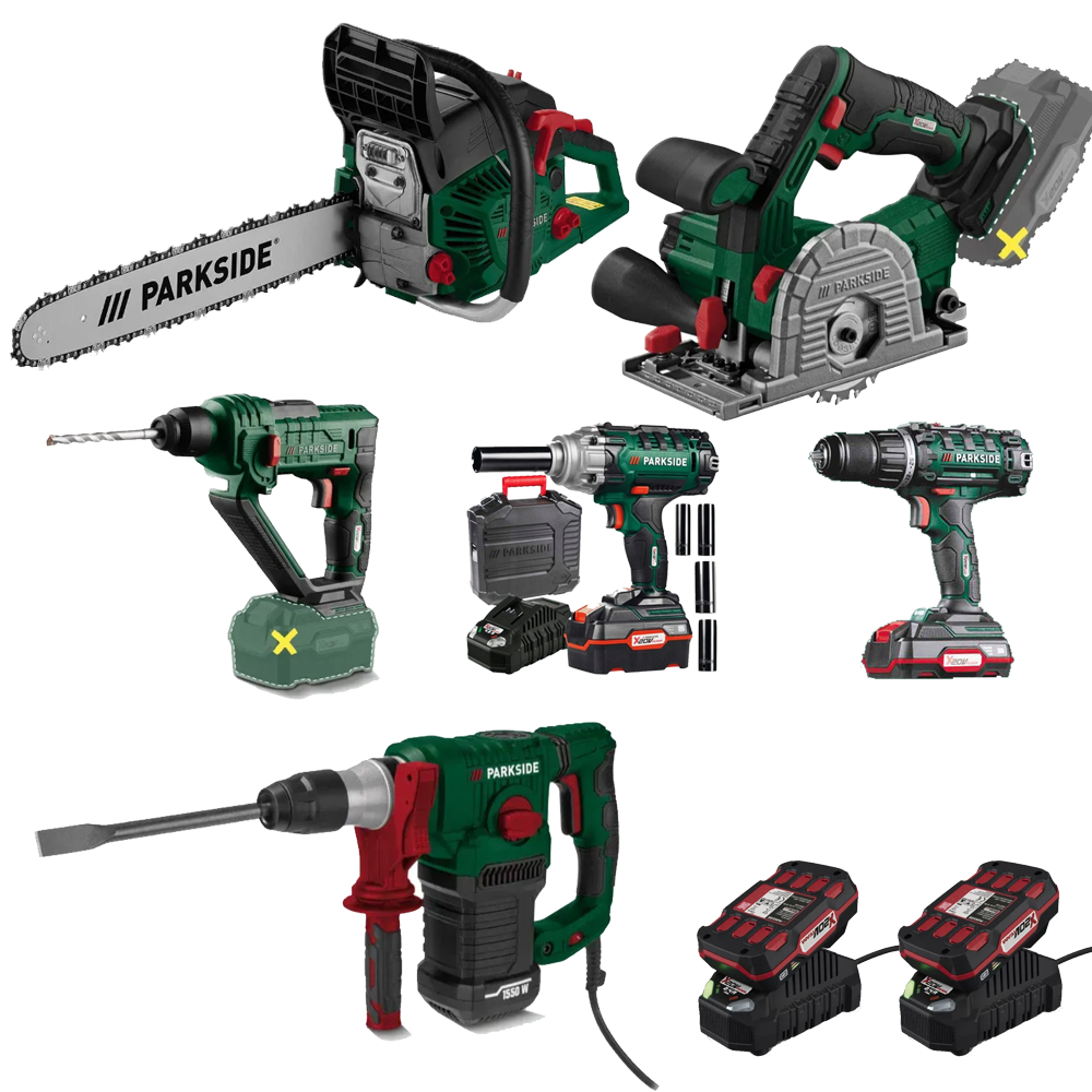 Parkside Power Tools Set 8pcs