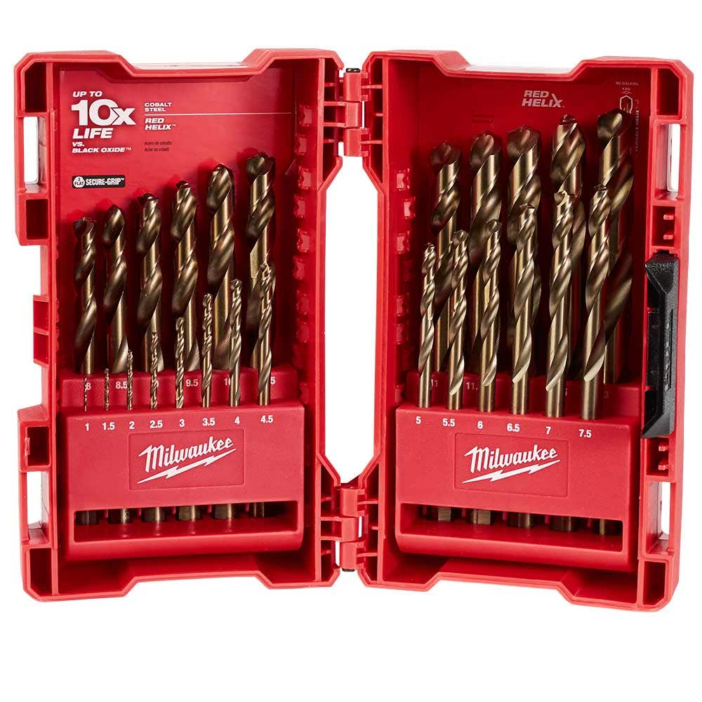 MILWAUKEE 1-13mm Metric HSS-Cobalt Jobber Drill Bit Set - RED HELIX - 25 Piece 48892531