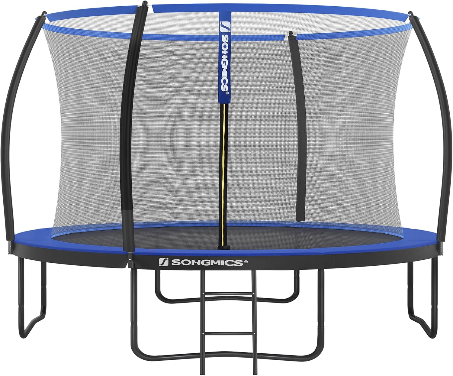 SONGMICS Trampolin Outdoor Ø 366 cm, rundes Gartentrampolin für Kinder mit Sicherheitsnetz, Randabdeckung, Leiter und gepolsterten Stangen