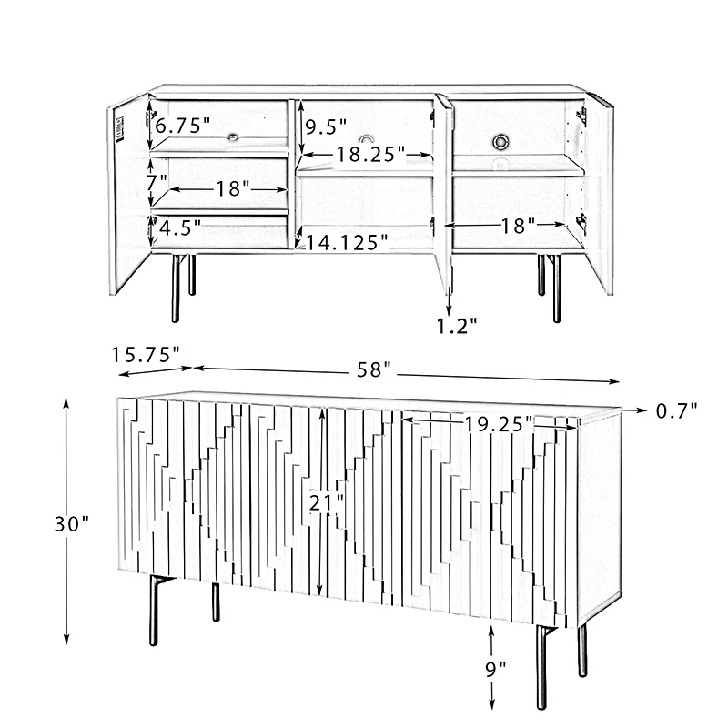 Sonia 58 Wide Sideboard