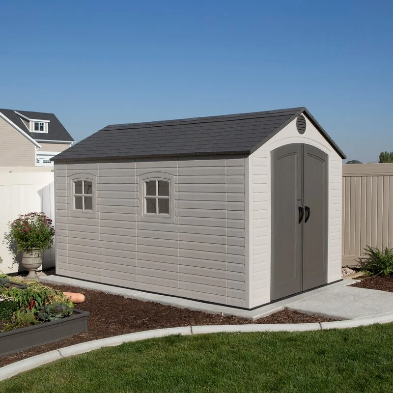 8' wide x 12.5' ​​deep plastic storage shed