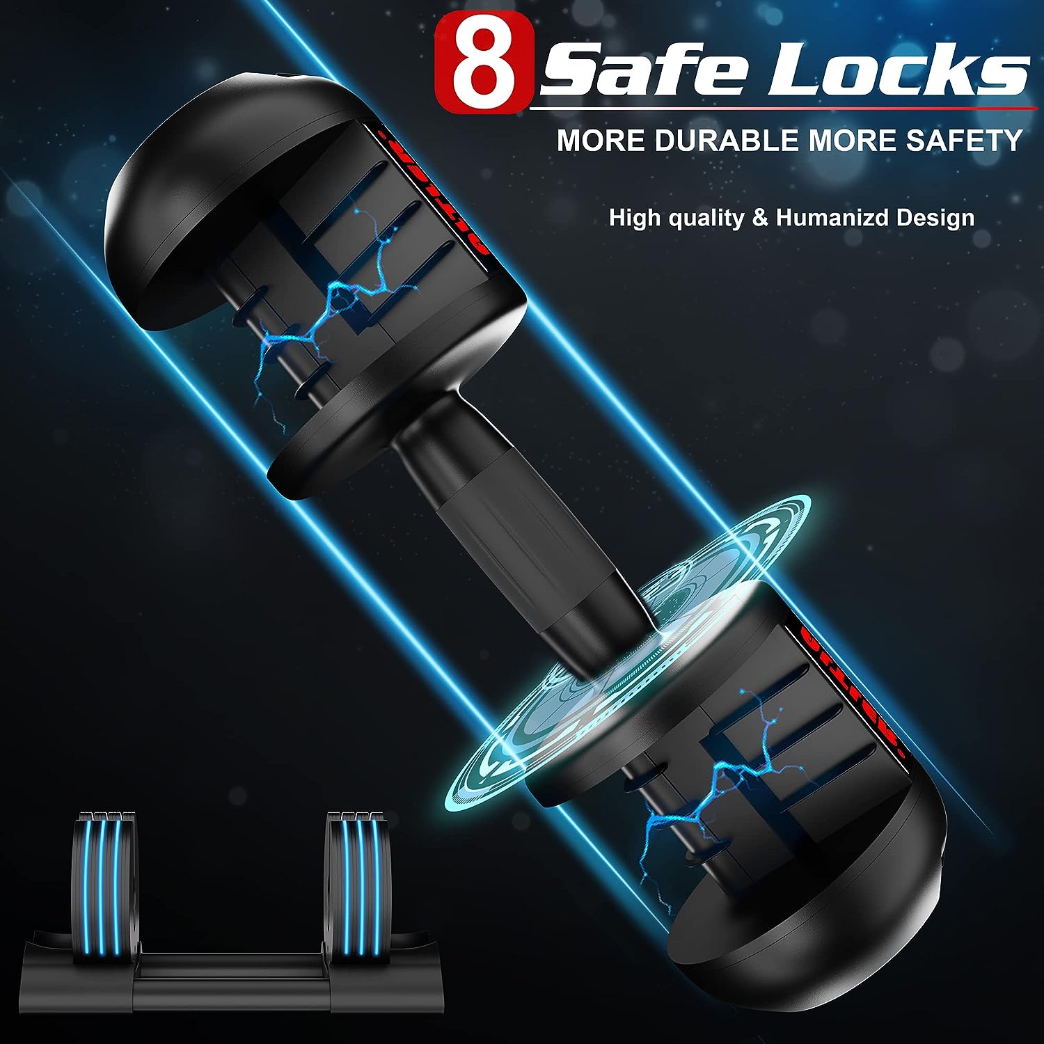 ALTLER Adjustable Dumbbell, 22lb/44lb/52lb Dumbbell Set with Tray for Workout Strength Training Fitness, Adjustable Weight Dial Dumbbell with Anti-Slip Handle and Weight Plate for Home Exercise