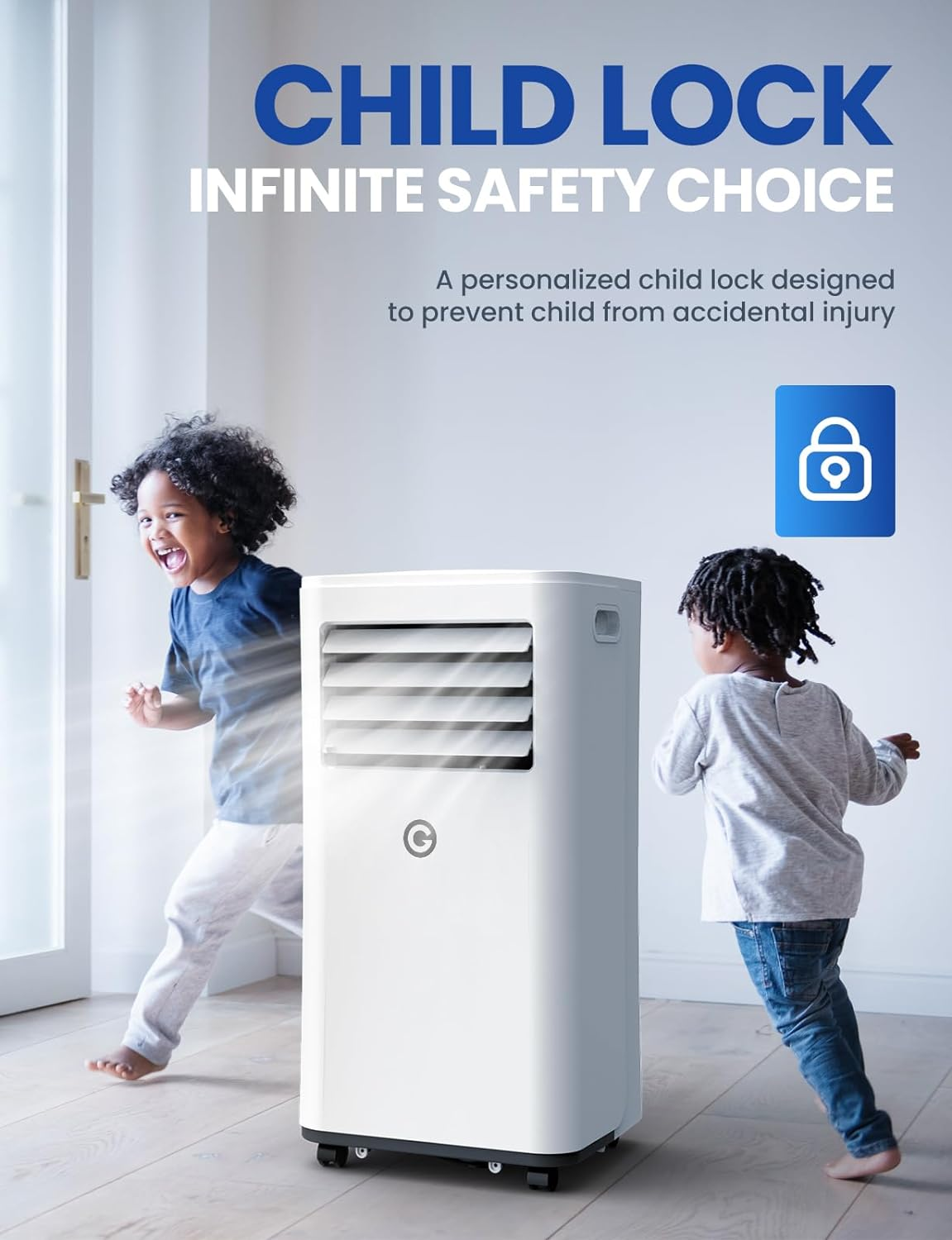 Air Conditioning Unit Portable Air Conditioner 9000 BTU 4-in-1 Dehumidifier, Cooling Fan with 2 Speeds, Digital Display & Remote Control, Window Kit, 24 Hour Timer for Room Up to 269sq.ft