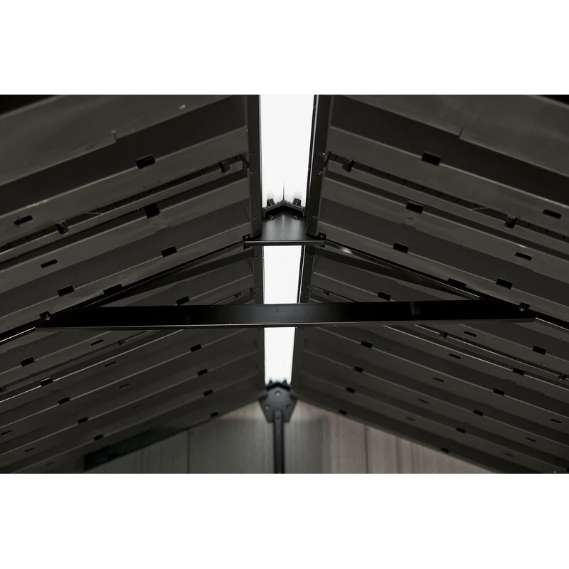 Auckland 7 x 7 ft antique distressed wood storage shed with high ceilings and victorian windows