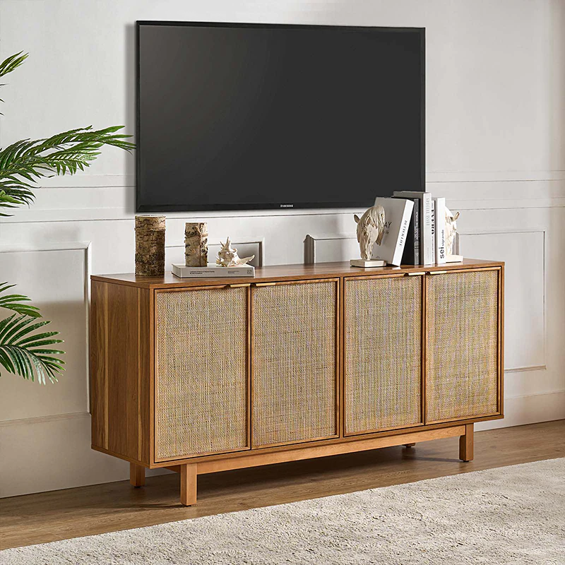 Otmar 63¡° Wide Natural Rattan Mesh Multi-Purpose Sideboard