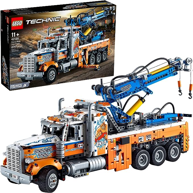 LEGO Technic Heavy-Duty Tow Truck 42128 with Crane Toy Model Building Set, Engineering for Kids Seriesv