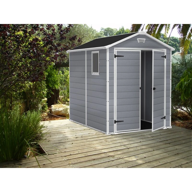Manor 6' wide x 7.5' deep plastic storage shed