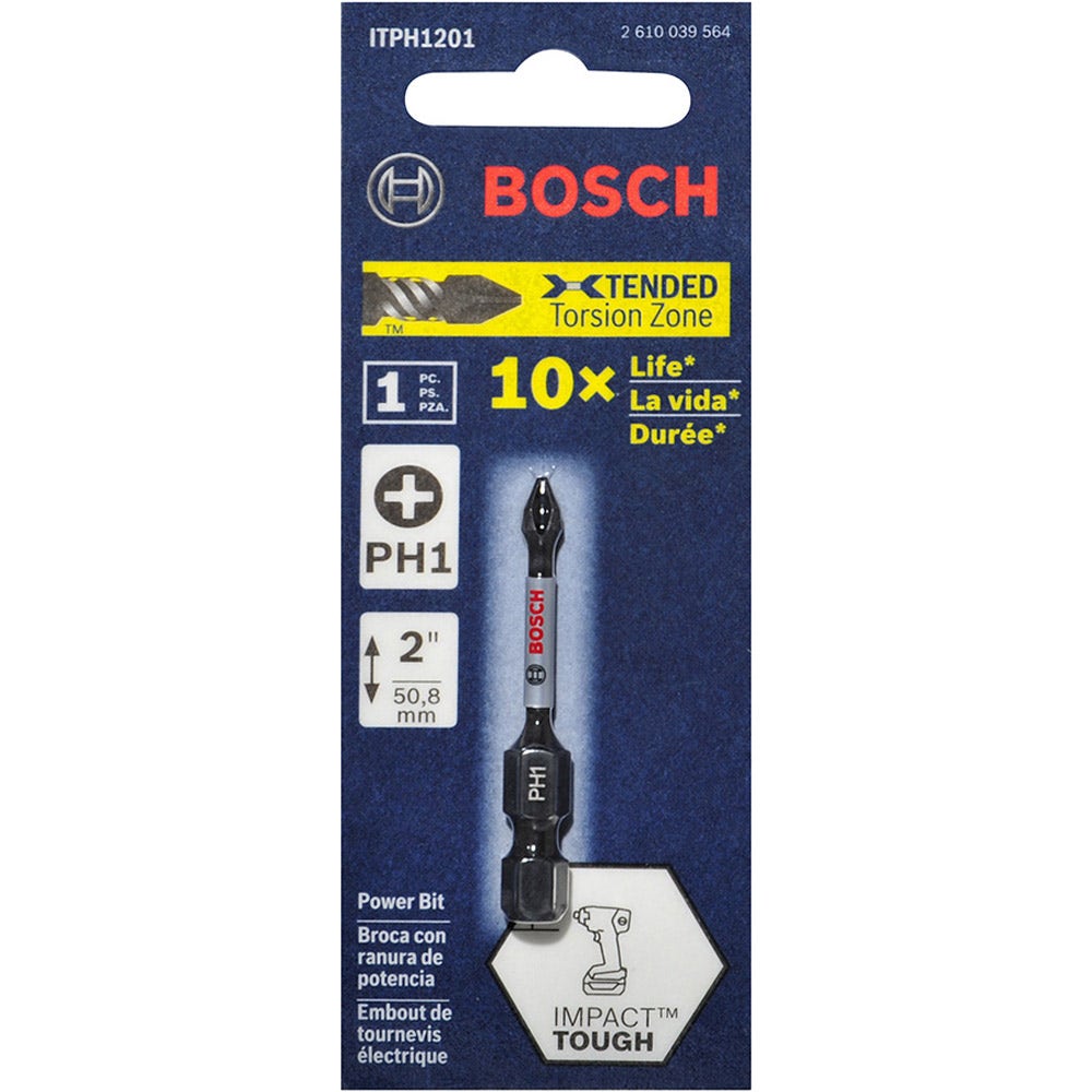 BOSCH PH1 x 50mm Phillips Power Screwdriver Bit - IMPACT TOUGH