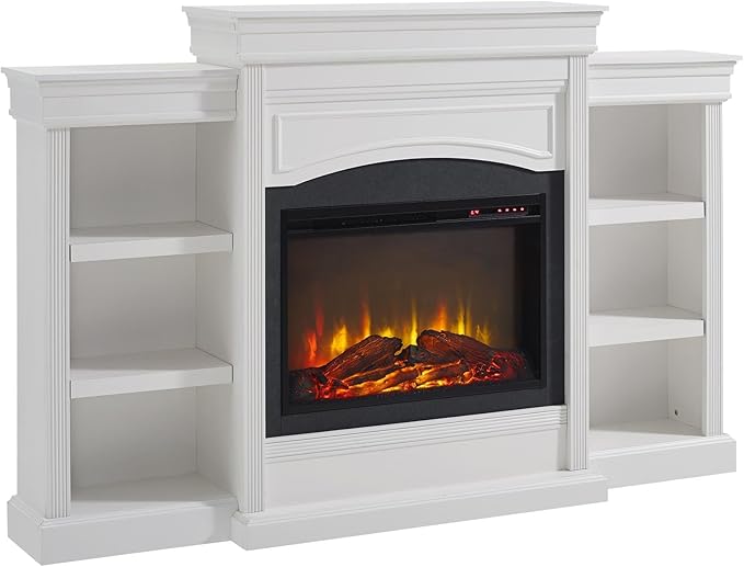 Ameriwood Home Lamont Mantel Electric Fireplace with Bookshelves