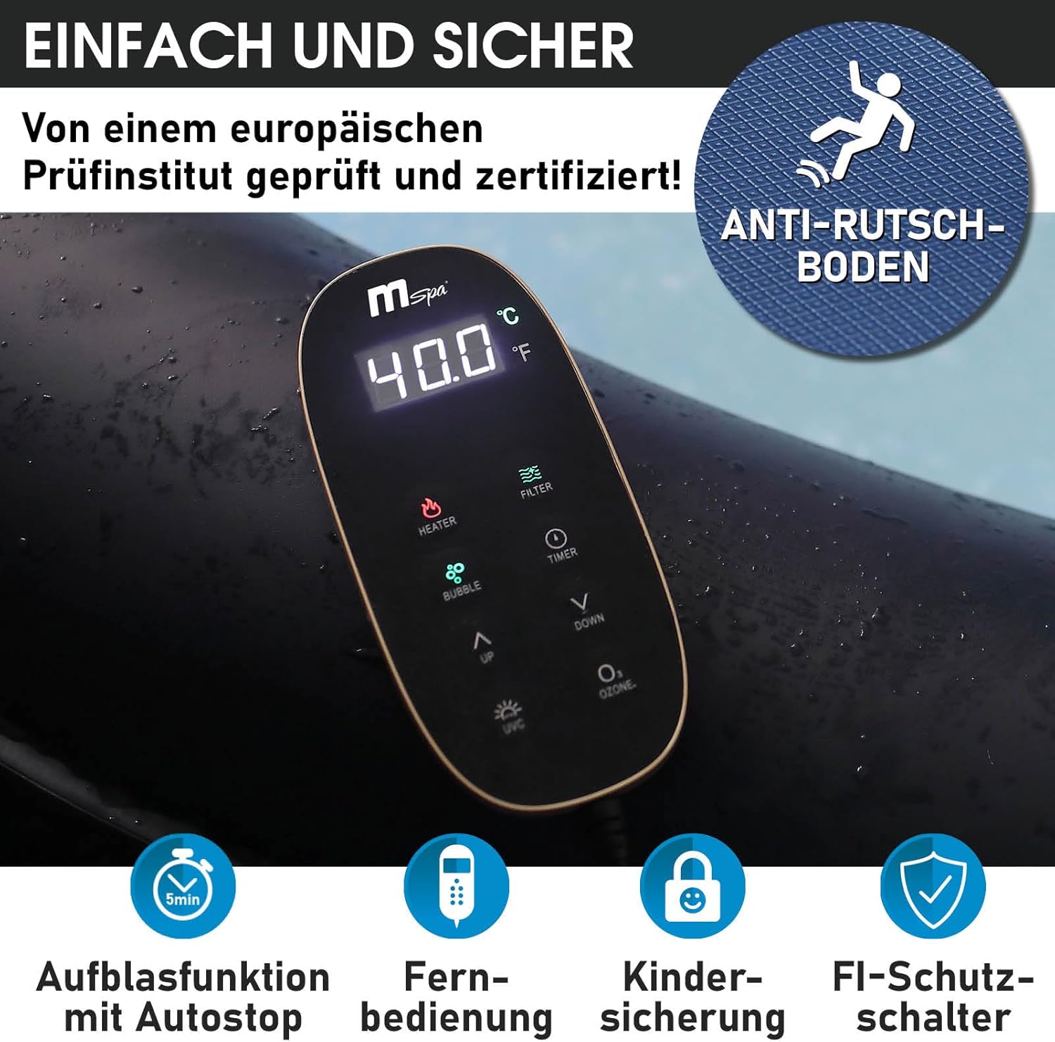 BRAST® Aurora Inflatable Whirlpool MSpa | 4-8 People | Many Models Round and Square | Diameter 125-224 cm