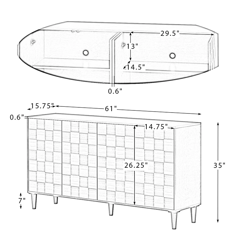 Heiner 61 Wide Sideboard Cabinet