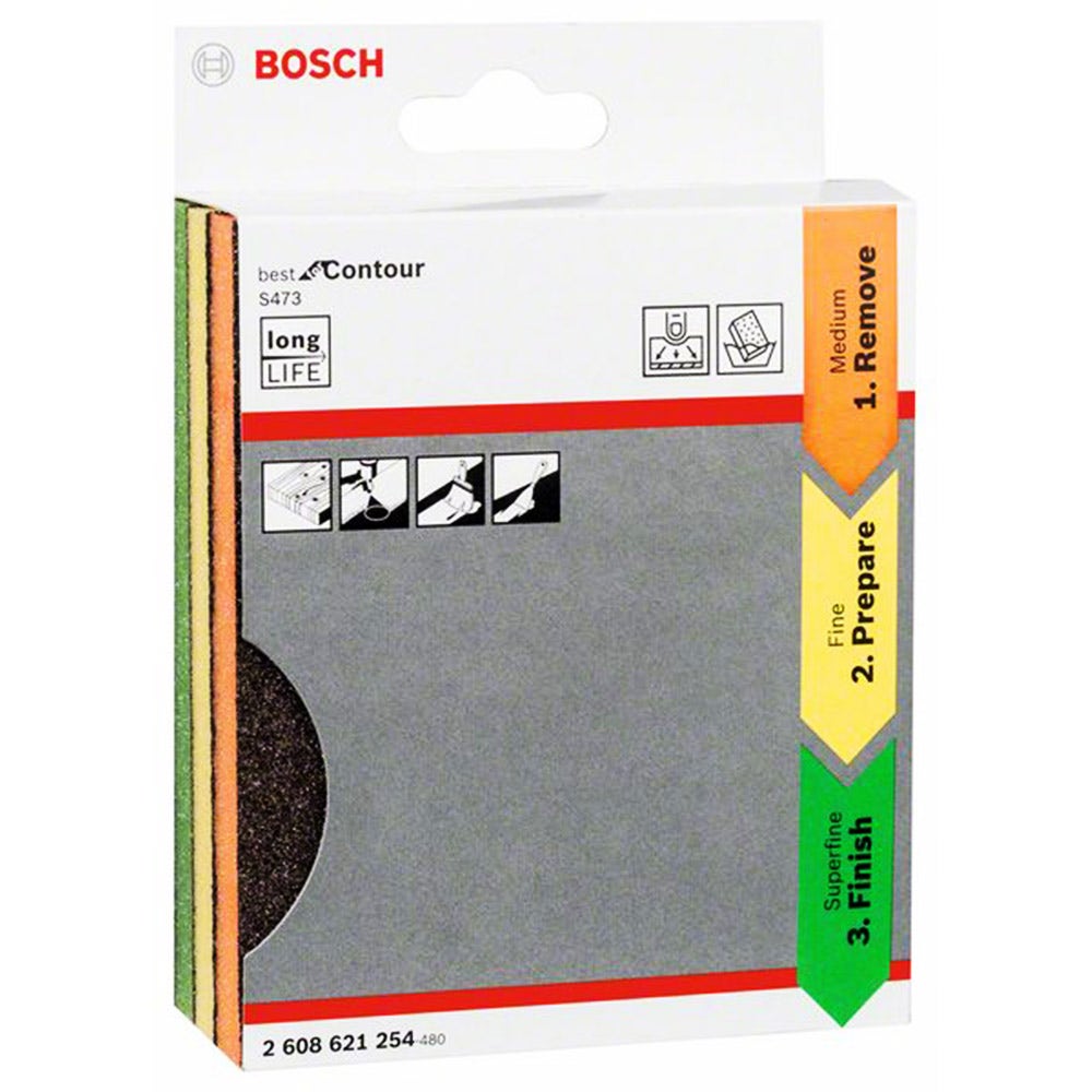 BOSCH Foam Hand Sanding Sponge Kit - S473 BEST for CONTOUR - 3 Piece