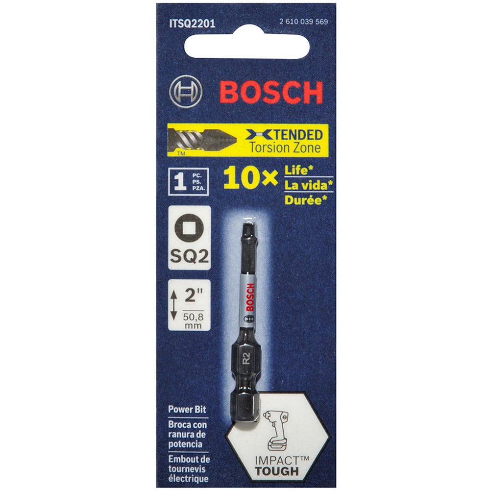 BOSCH R2 x 50mm Robertson/Square Power Screwdriver Bit - IMPACT TOUGH