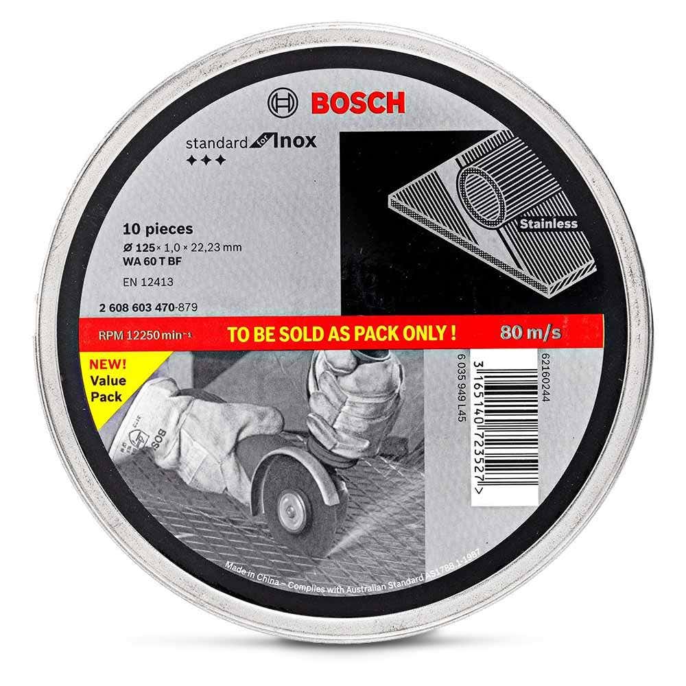 BOSCH 125 x 1.0mm Steel & Stainless Cut Off Disc - STANDARD for INOX - 10 Piece 2608603470