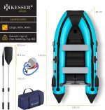 KESSER® Inflatable Boat 3.20 m for 4 People - Wave Motor Suitable Leisure Boat Paddle Boat Motor Boat Fishing Boat - with 2 Benches - Aluminium Base Paddle Pump Repair Kit & Bag Inflatable PVC