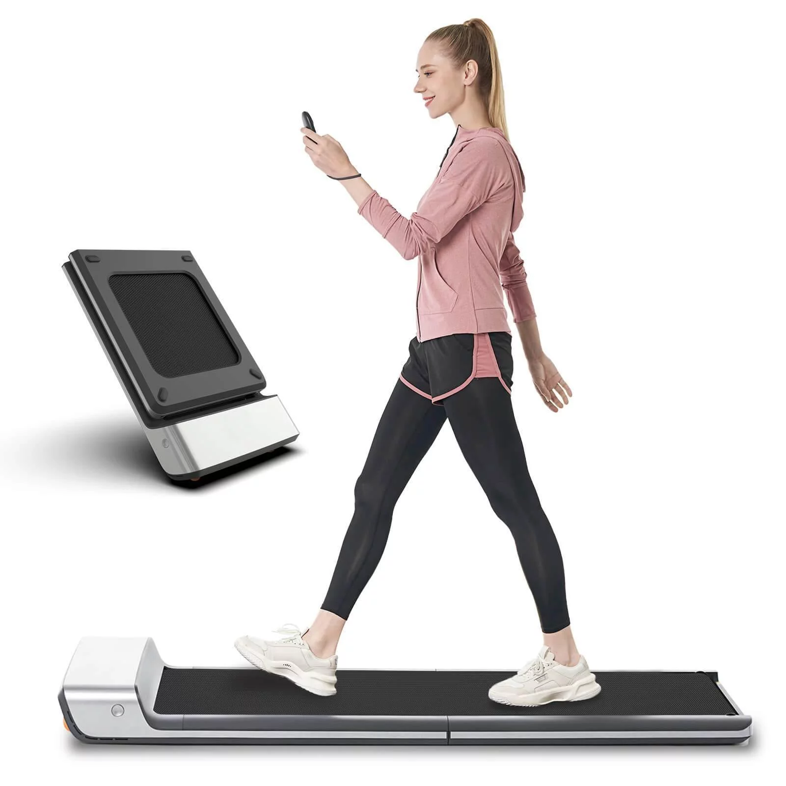 WalkingPad Folding Treadmill, Ultra Slim Foldable Treadmill Smart Fold Walking Pad Portable Safety Non Holder Gym and Running Device P1 Grey 0.5-3.72MPH