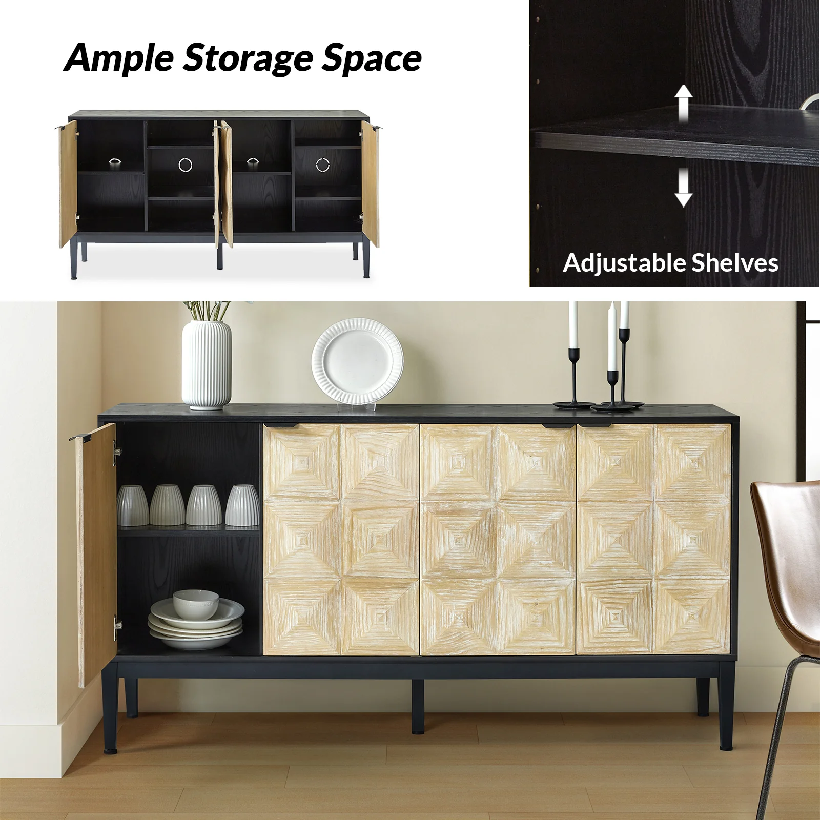 Kamu 60 Wide 4-Door Modern Style Sideboard