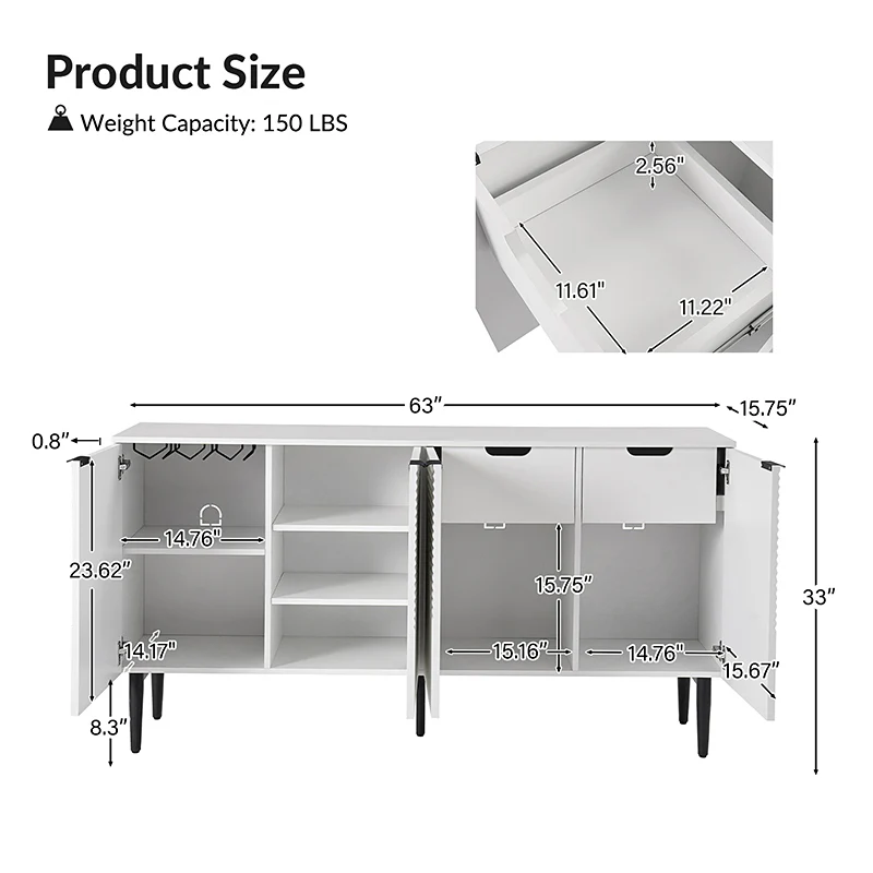Lasse 63 Wide 4 Door Sideboard