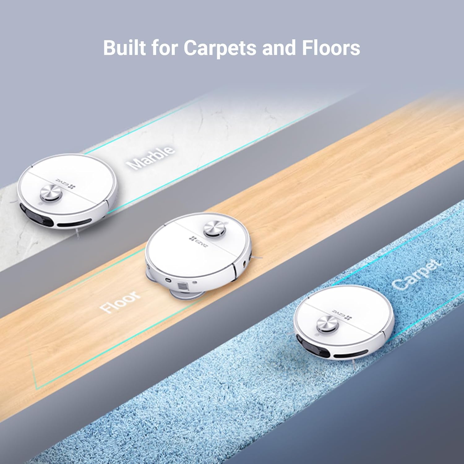 EZVIZ RS20 Pro Robot Vacuum Cleaner Auto All in One Station, 7200Pa, Hot Water Mop Washing, Hot Wind Self Drying, Self Emptying, Self Refilling, Pet Friendly, Carpet Detection, AI Obstacle Avoidance