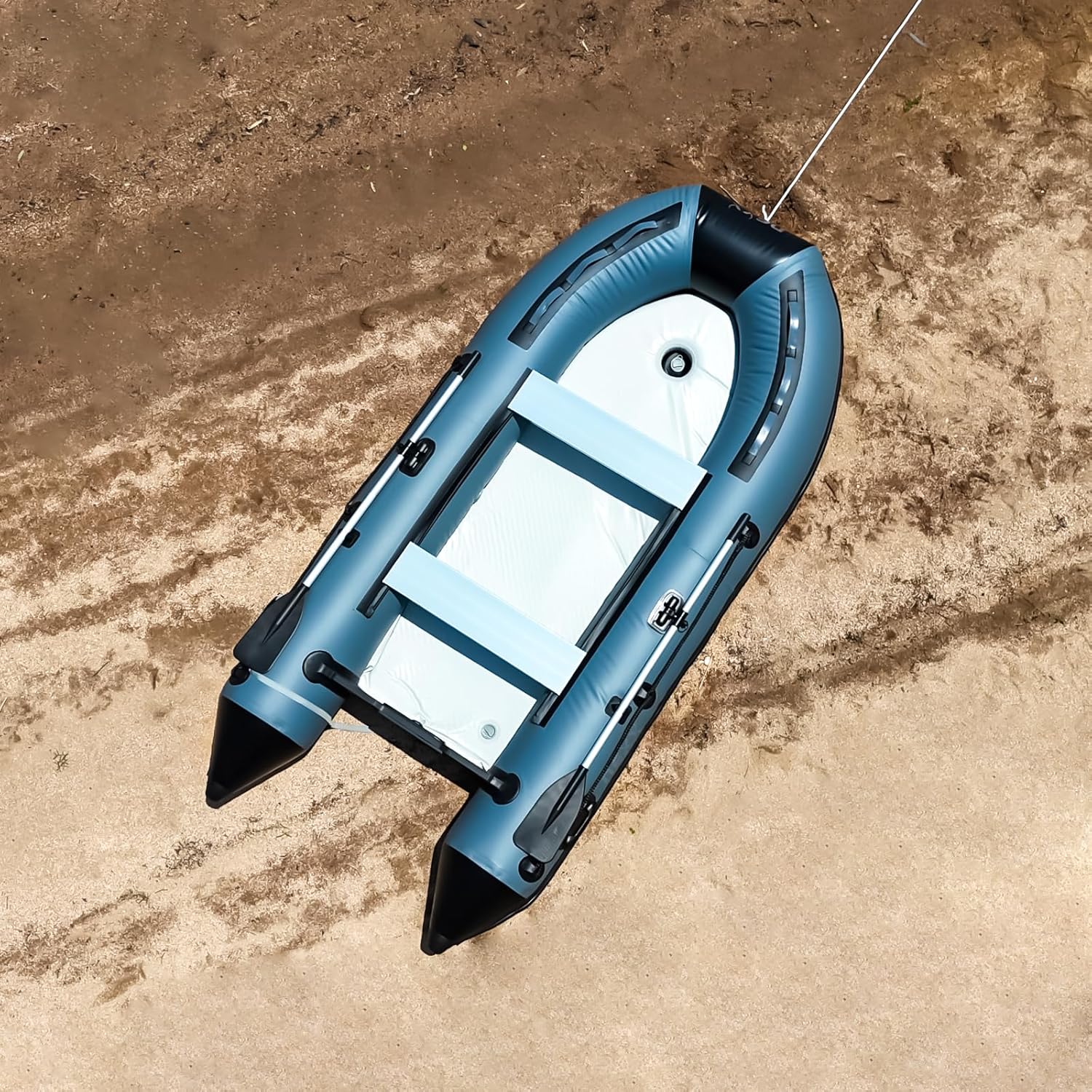 NEXX Professional Inflatable Boat 330 cm with Air Bottom with Carry Bag, 2 Paddles and Repair Kit Light Grey