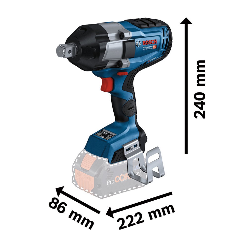 BOSCH 18V Brushless 1/2inch Impact Wrench Skin GDS 18V-1000 0.601.9J8.000