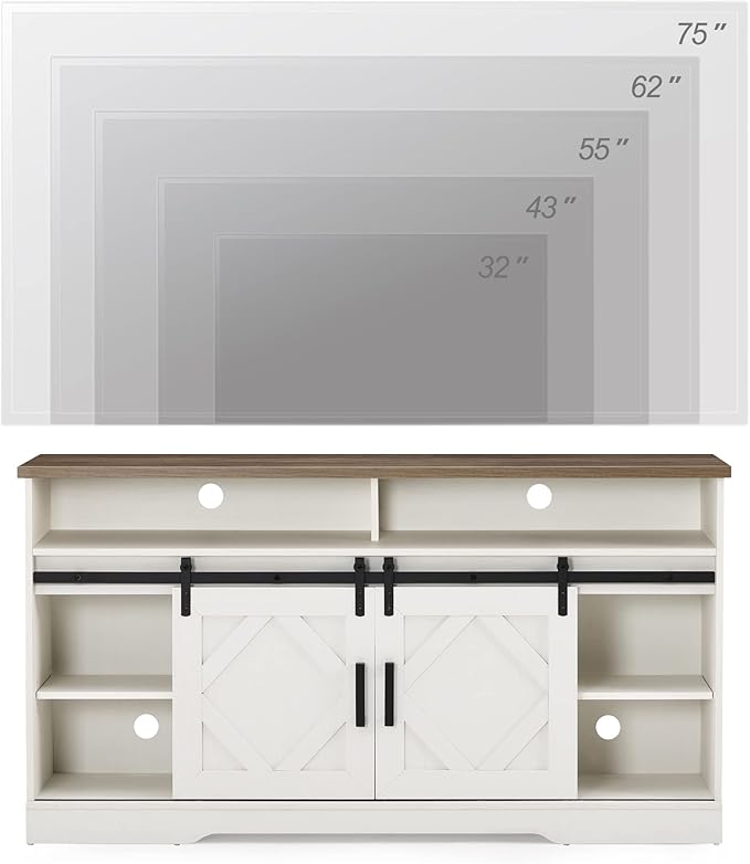 Wampat Fireplace TV Stand for TVs Up to 65 Inch, Electric Fireplace TV Console,Wood Entertainment Center with Storage Cabinet,Sliding Barn Door,2 Heating Mode,5 Brightness