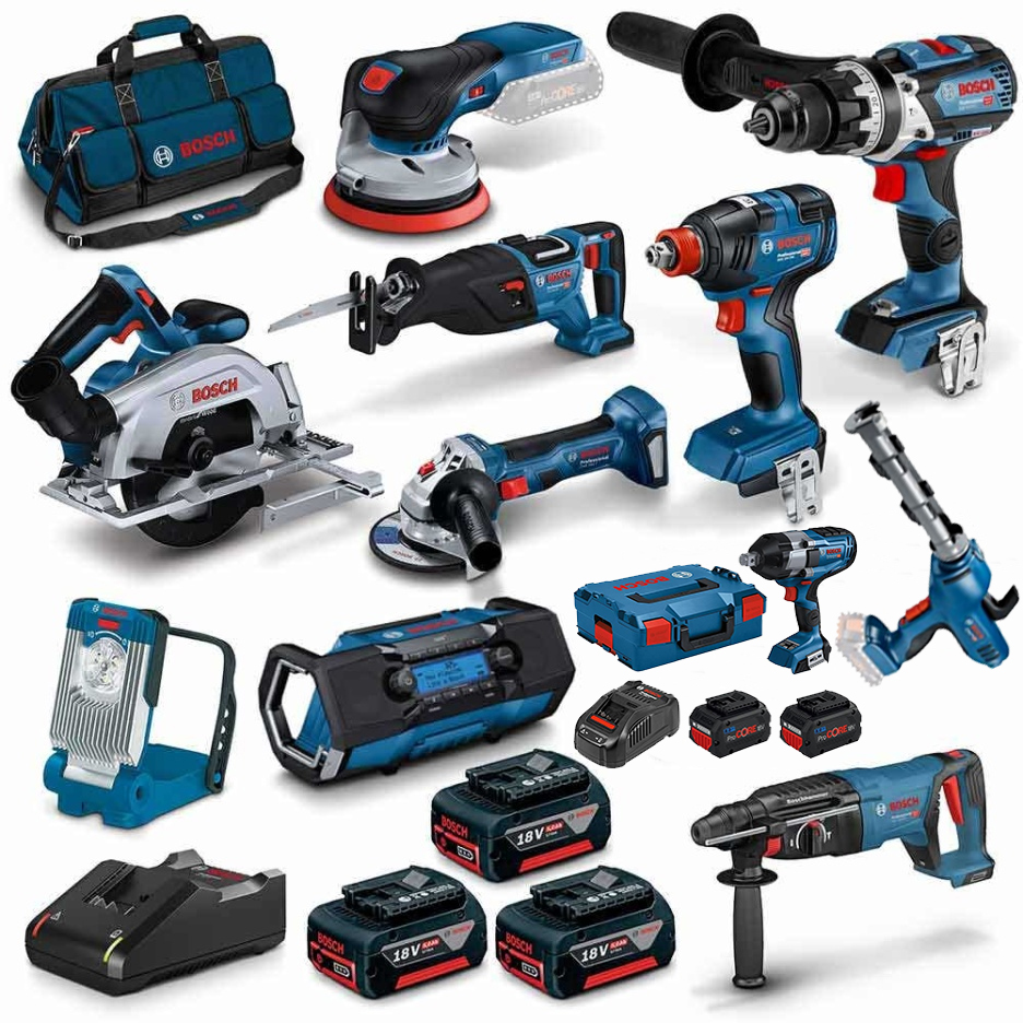 BOSCH 18V Brushless 16 Piece 3 x 5.0Ah Combo Kit 0615990N3B
