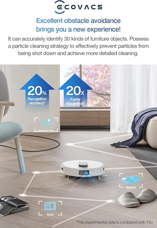 ECOVACS DEEBOT T10 OMNI Robot Vacuum and Mop Combo, Auto Self-Emptying, Auto Mop Cleaning, Hot Air Drying, 5000Pa Suction, OZMO TURBO Deep Mopping with Precision Mapping and Obstacle Avoidance