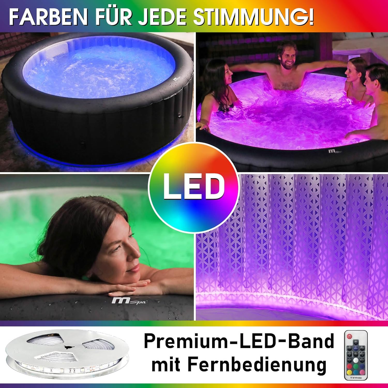 BRAST® Aurora Inflatable Whirlpool MSpa | 4-8 People | Many Models Round and Square | Diameter 125-224 cm