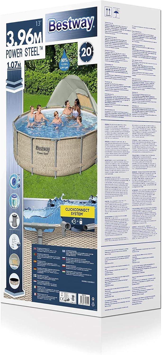 Bestway Power Steel Swimmingpool-Set mit Dach 396x107 cm