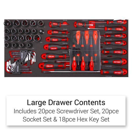 Daytona D520PSKIT 520-Piece Machinery Tool Set with 6-Drawer Cabinet and 7-Drawer Roller Cabinet