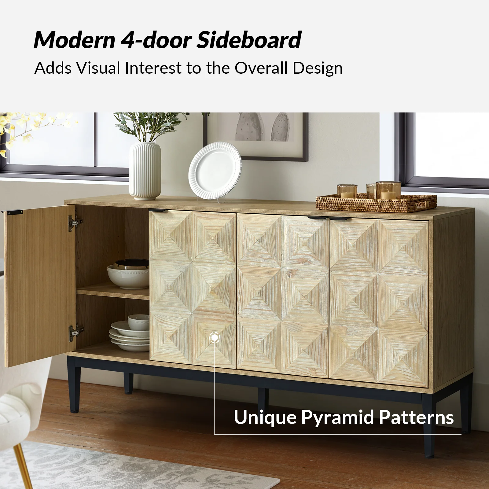 Kamu 60 Wide 4-Door Modern Style Sideboard