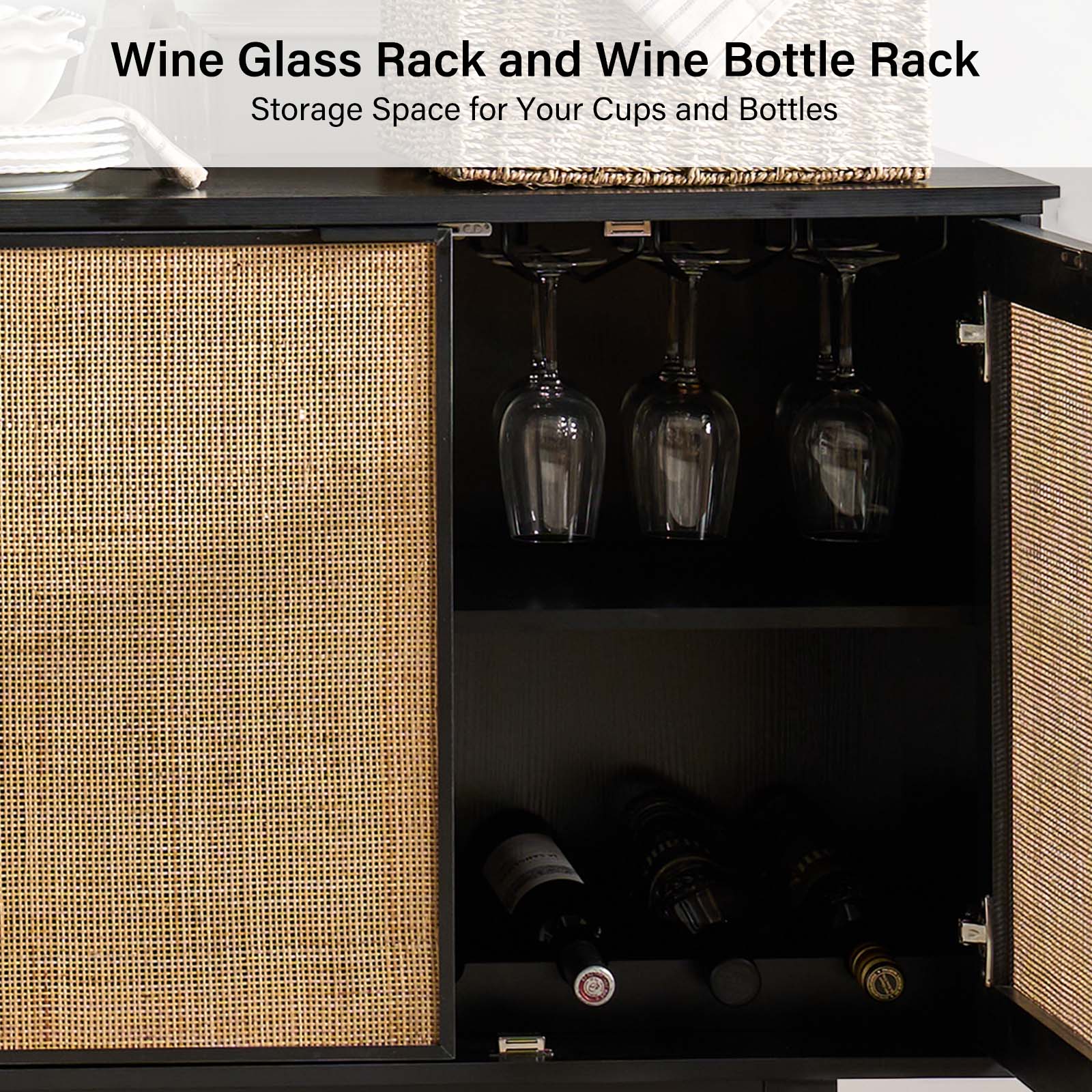 Otmar 63¡° Wide Natural Rattan Mesh Multi-Purpose Sideboard